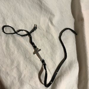 Black Studded Cross Wrap Bracelet